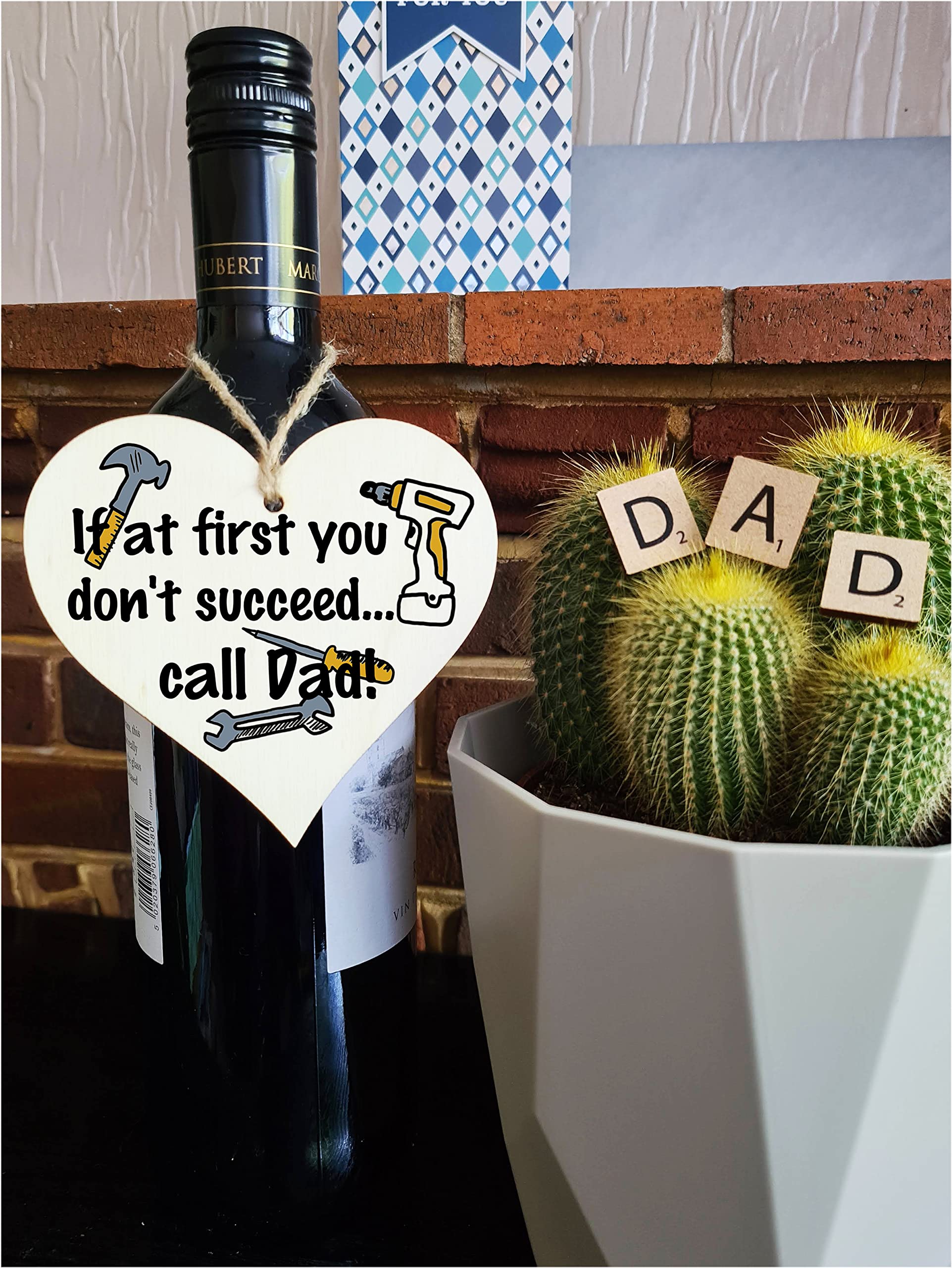 Handmade Wooden Hanging Heart Plaque Gift for Dad this Fathers Day Novelty Fun Keepsake