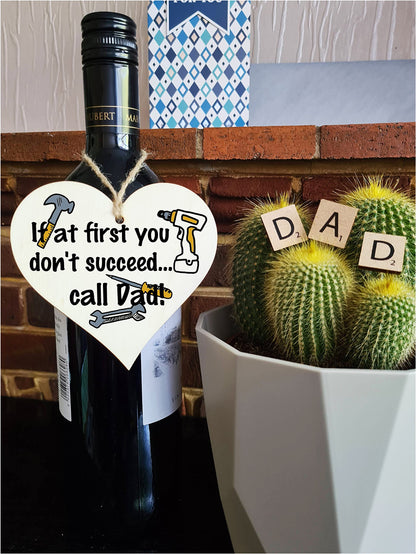 Handmade Wooden Hanging Heart Plaque Gift for Dad this Fathers Day Novelty Fun Keepsake