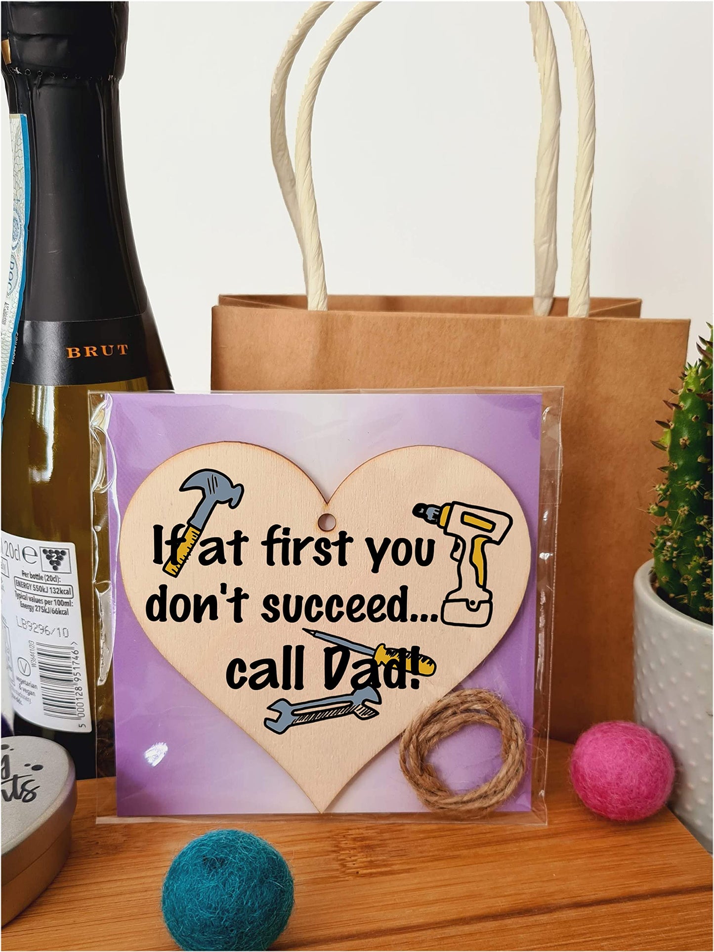 Handmade Wooden Hanging Heart Plaque Gift for Dad this Fathers Day Novelty Fun Keepsake