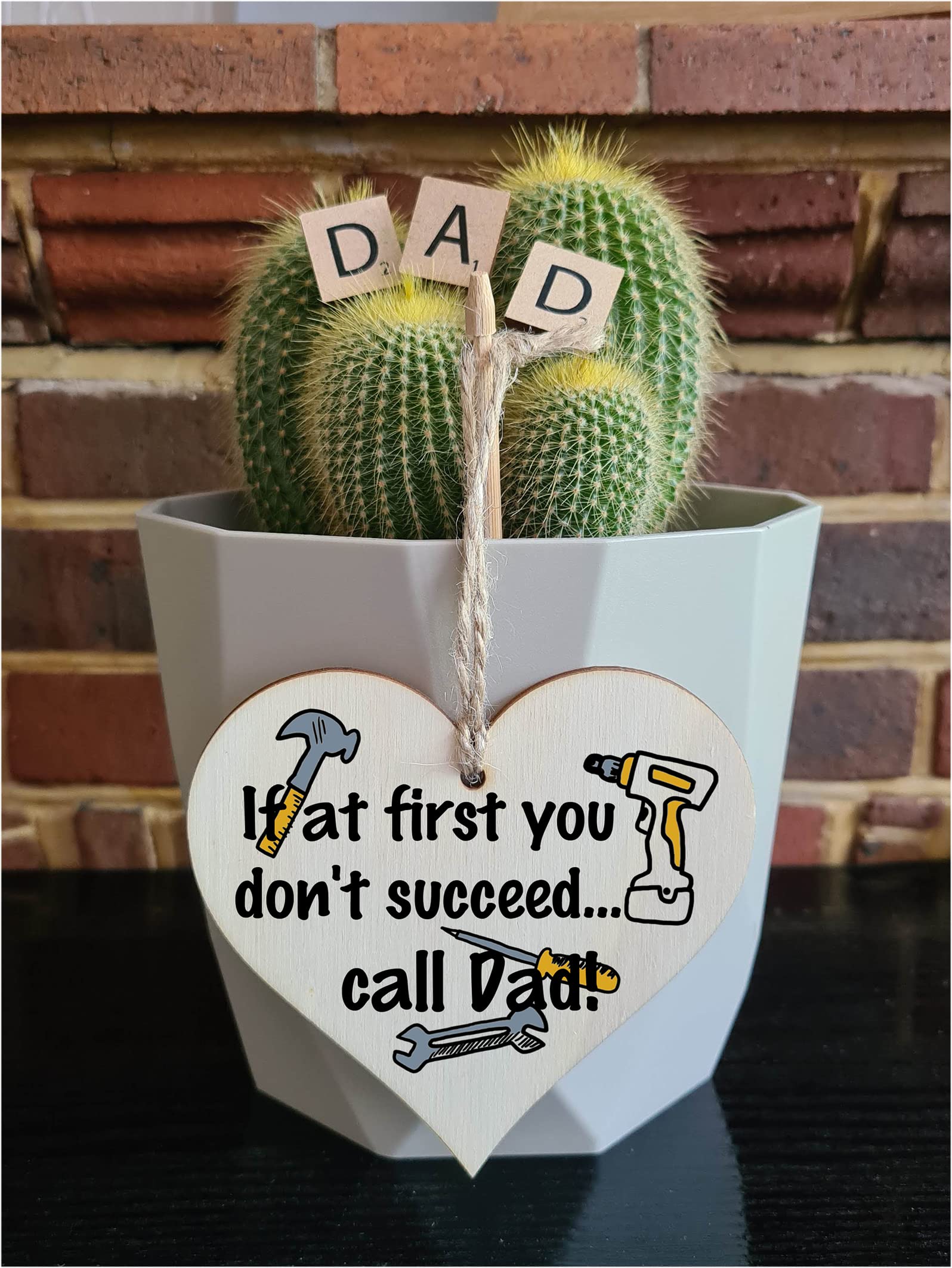 Handmade Wooden Hanging Heart Plaque Gift for Dad this Fathers Day Novelty Fun Keepsake