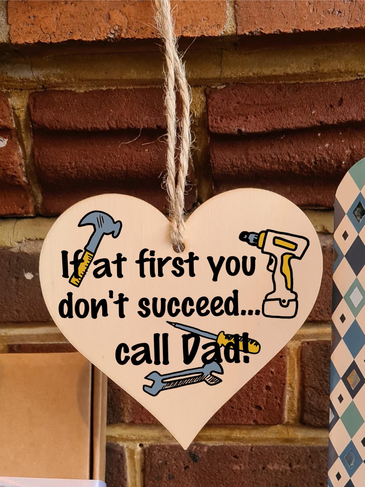 Handmade Wooden Hanging Heart Plaque Gift for Dad this Fathers Day Novelty Fun Keepsake