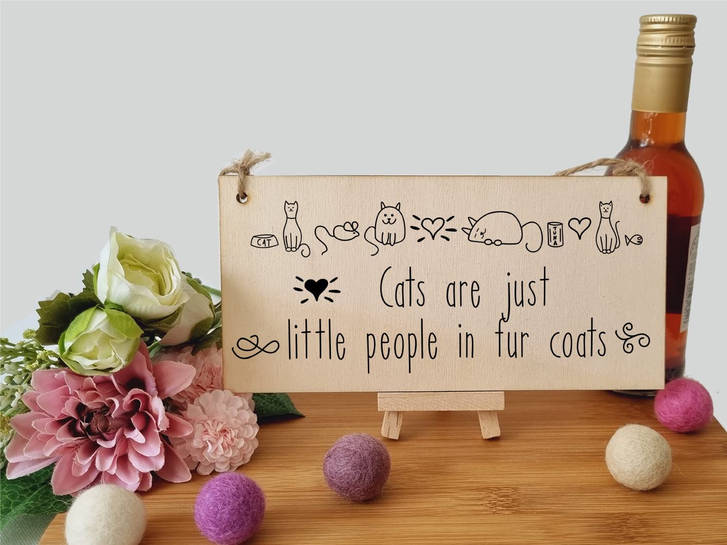 The Plum Penguin Handmade Wooden Hanging Wall Plaque Cats Are Little People Fur Coats Funny Cute Sign Pet Lover Cat Mum Dad