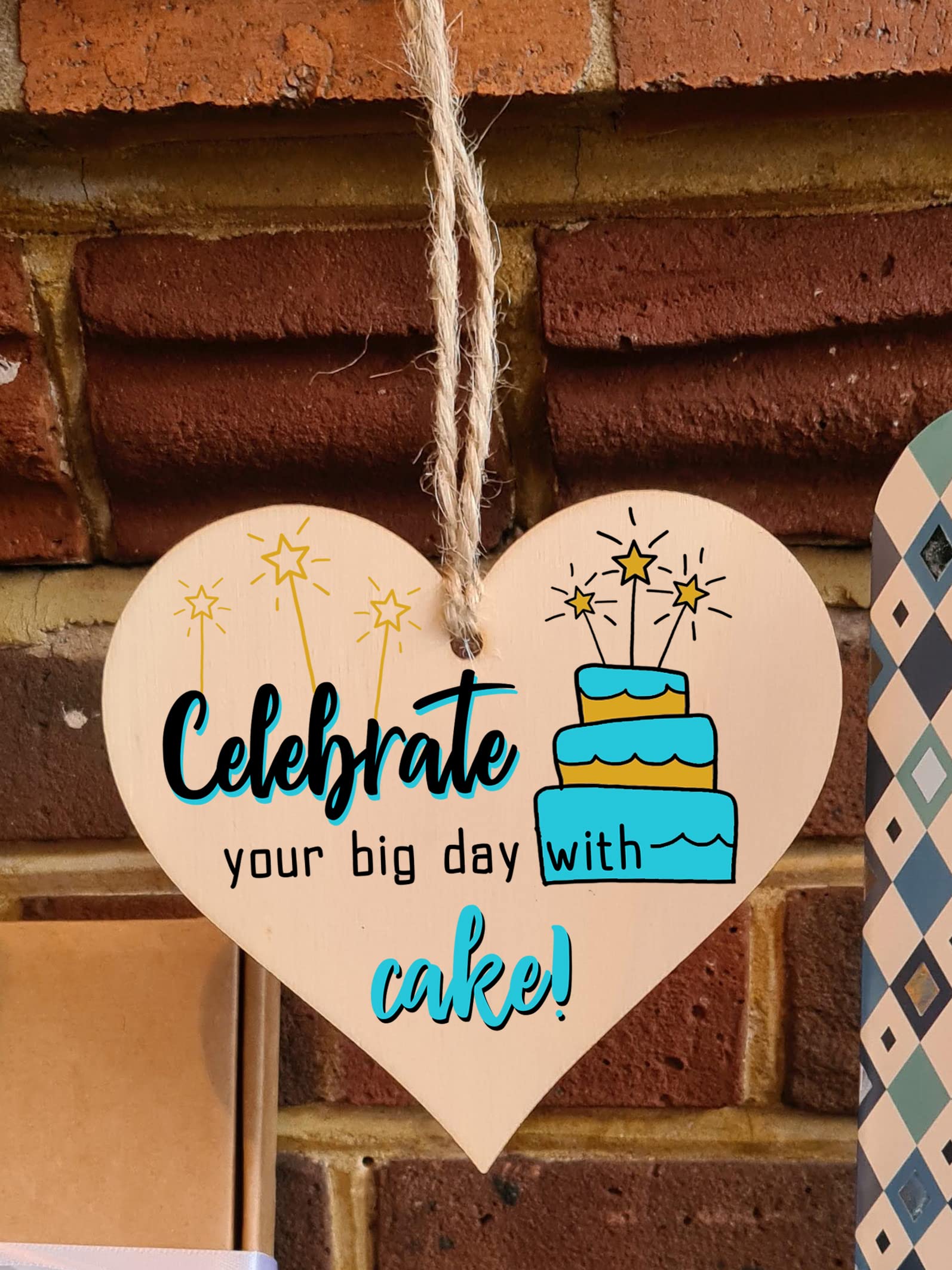 Handmade Wooden Hanging Heart Plaque Gift for Someone Special Happy Birthday Keepsake