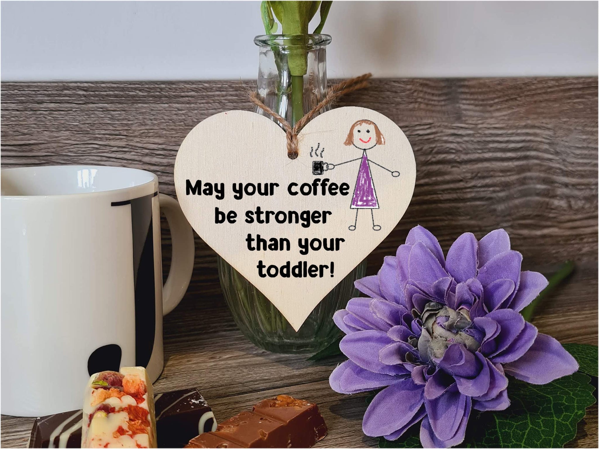 Handmade Wooden Hanging Heart Plaque Gift for Mum Funny Gift about Motherhood