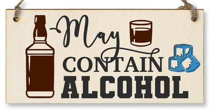 The Plum Penguin May Contain Alcohol Funny Novelty Handmade Wooden Hanging Wall Plaque Gift Home Bar Man Cave Sign Decoration