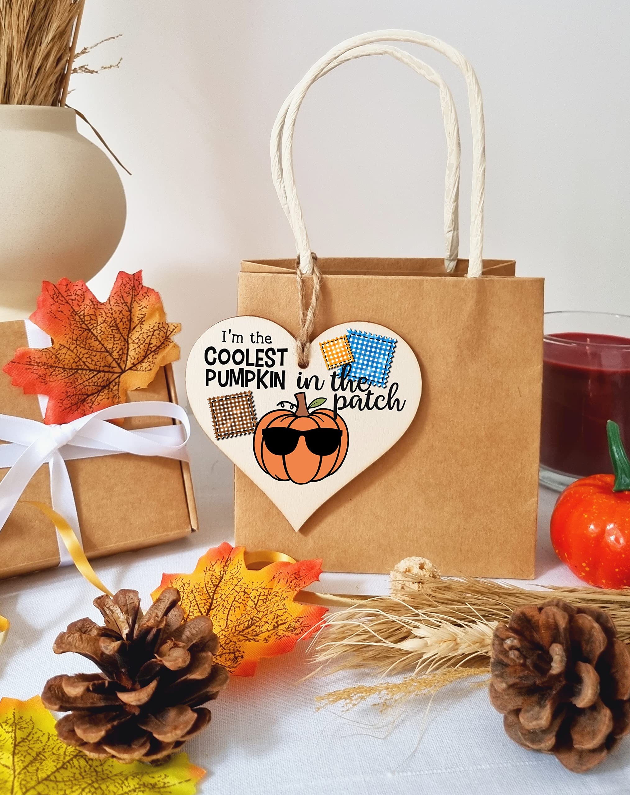 Coolest Pumpkin Patch Baby Boy Cute Autumn Seasonal Hanging Heart Wooden Decoration Gift Card Alternative New Baby Nursery