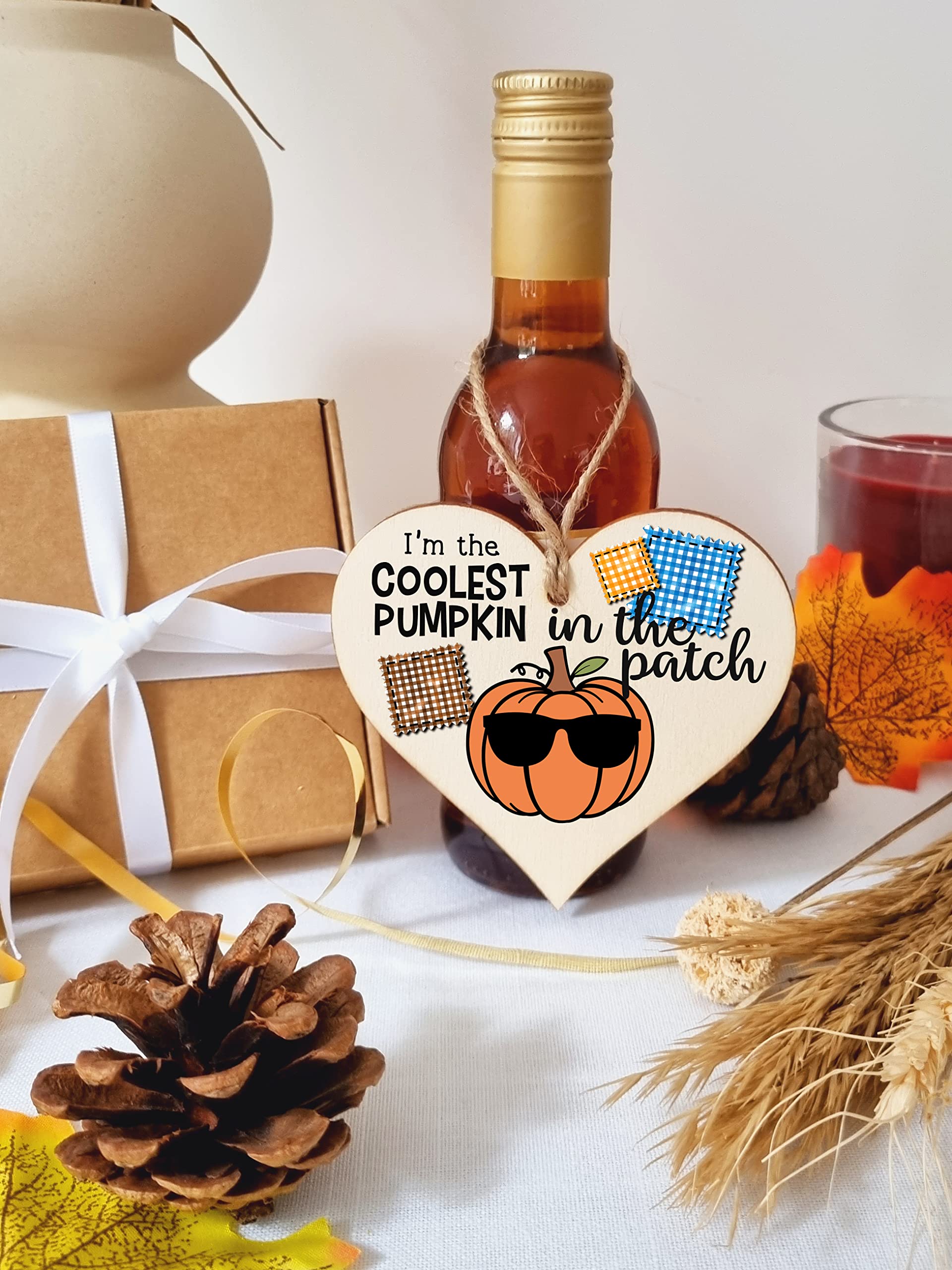 Coolest Pumpkin Patch Baby Boy Cute Autumn Seasonal Hanging Heart Wooden Decoration Gift Card Alternative New Baby Nursery