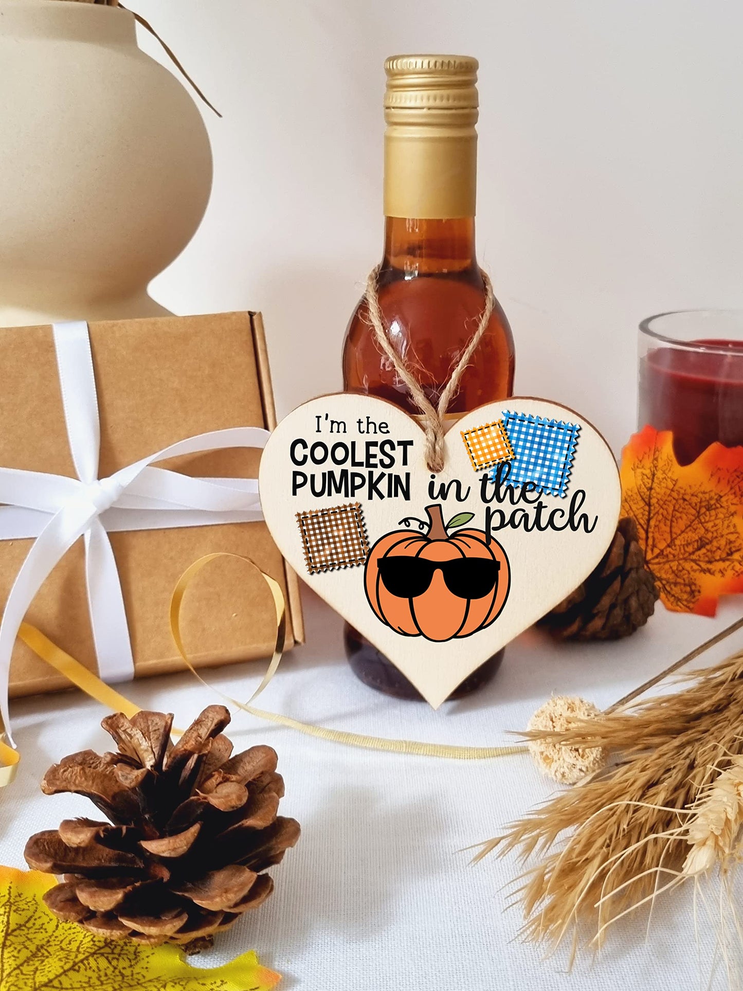 Coolest Pumpkin Patch Baby Boy Cute Autumn Seasonal Hanging Heart Wooden Decoration Gift Card Alternative New Baby Nursery