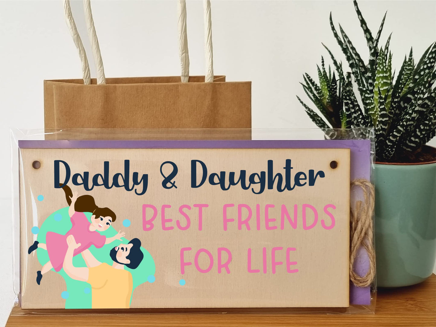 The Plum Penguin Handmade Wooden Hanging Wall Plaque Daddy Daughter Best Friends for Life Decorative Sentimental Gift Father's Day