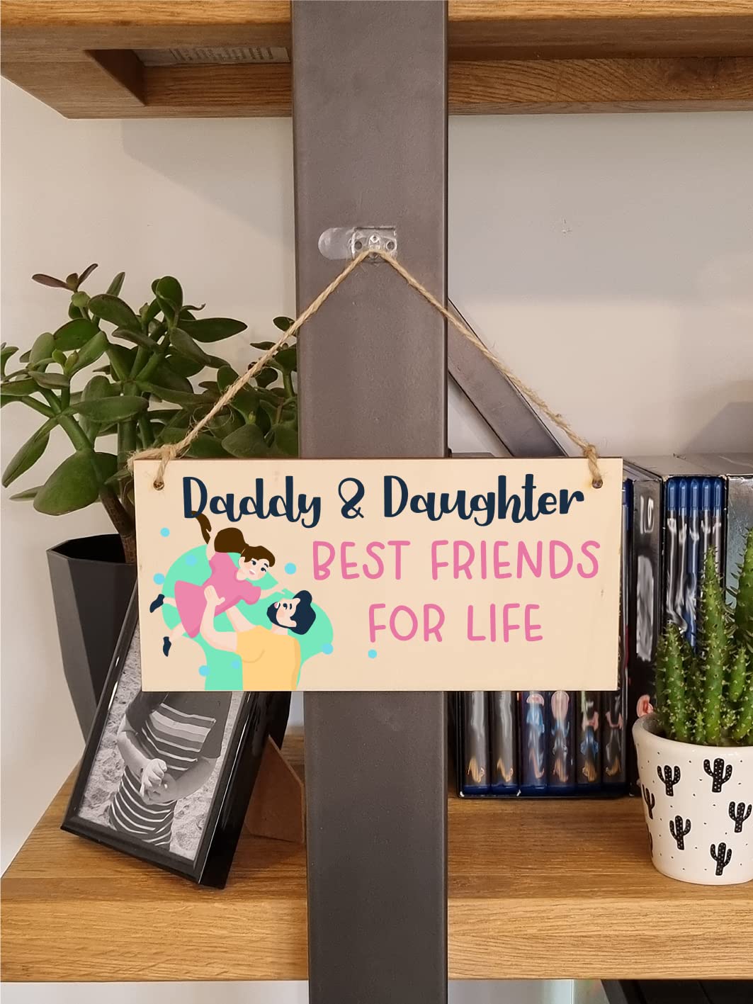 The Plum Penguin Handmade Wooden Hanging Wall Plaque Daddy Daughter Best Friends for Life Decorative Sentimental Gift Father's Day
