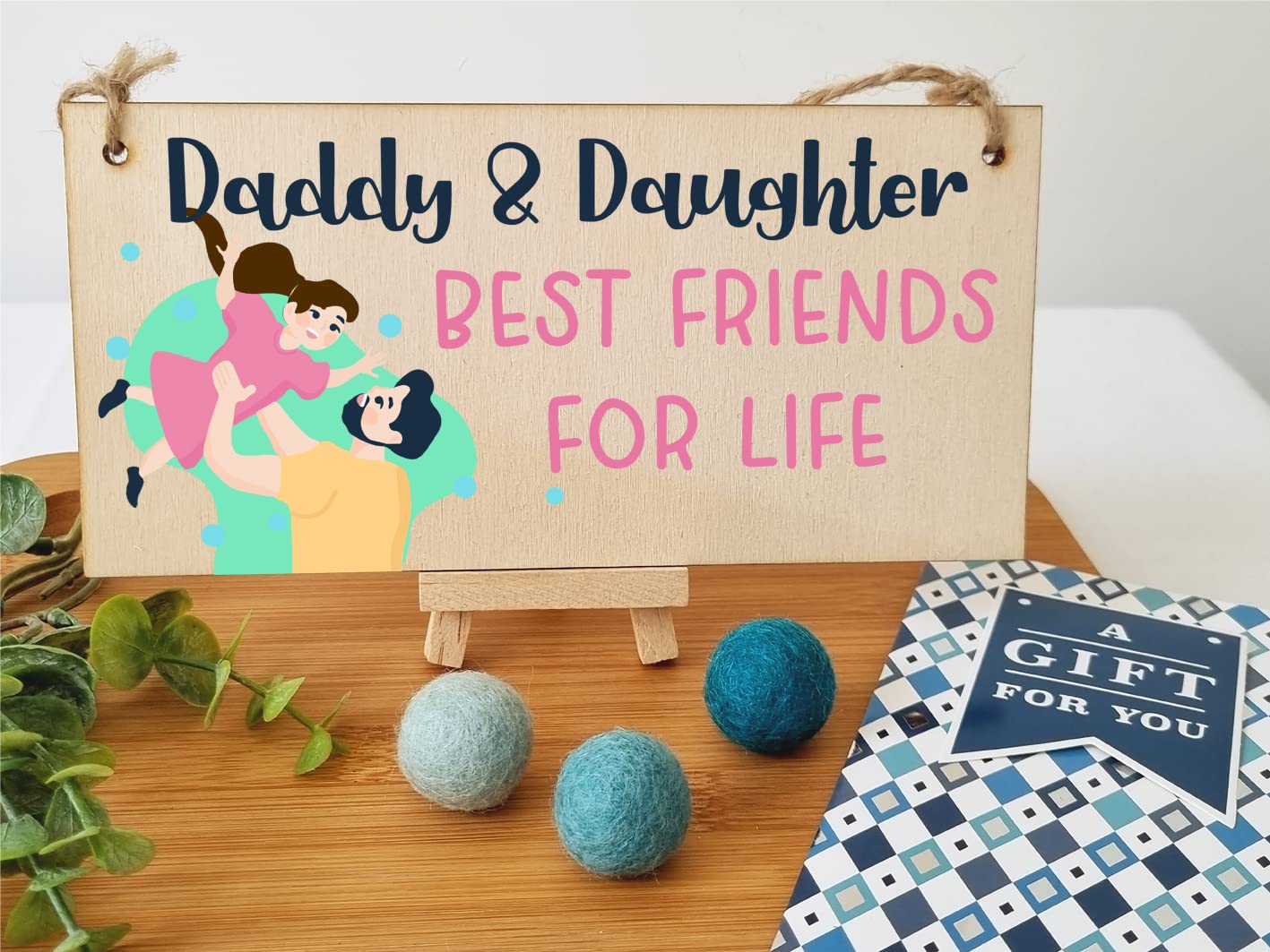The Plum Penguin Handmade Wooden Hanging Wall Plaque Daddy Daughter Best Friends for Life Decorative Sentimental Gift Father's Day