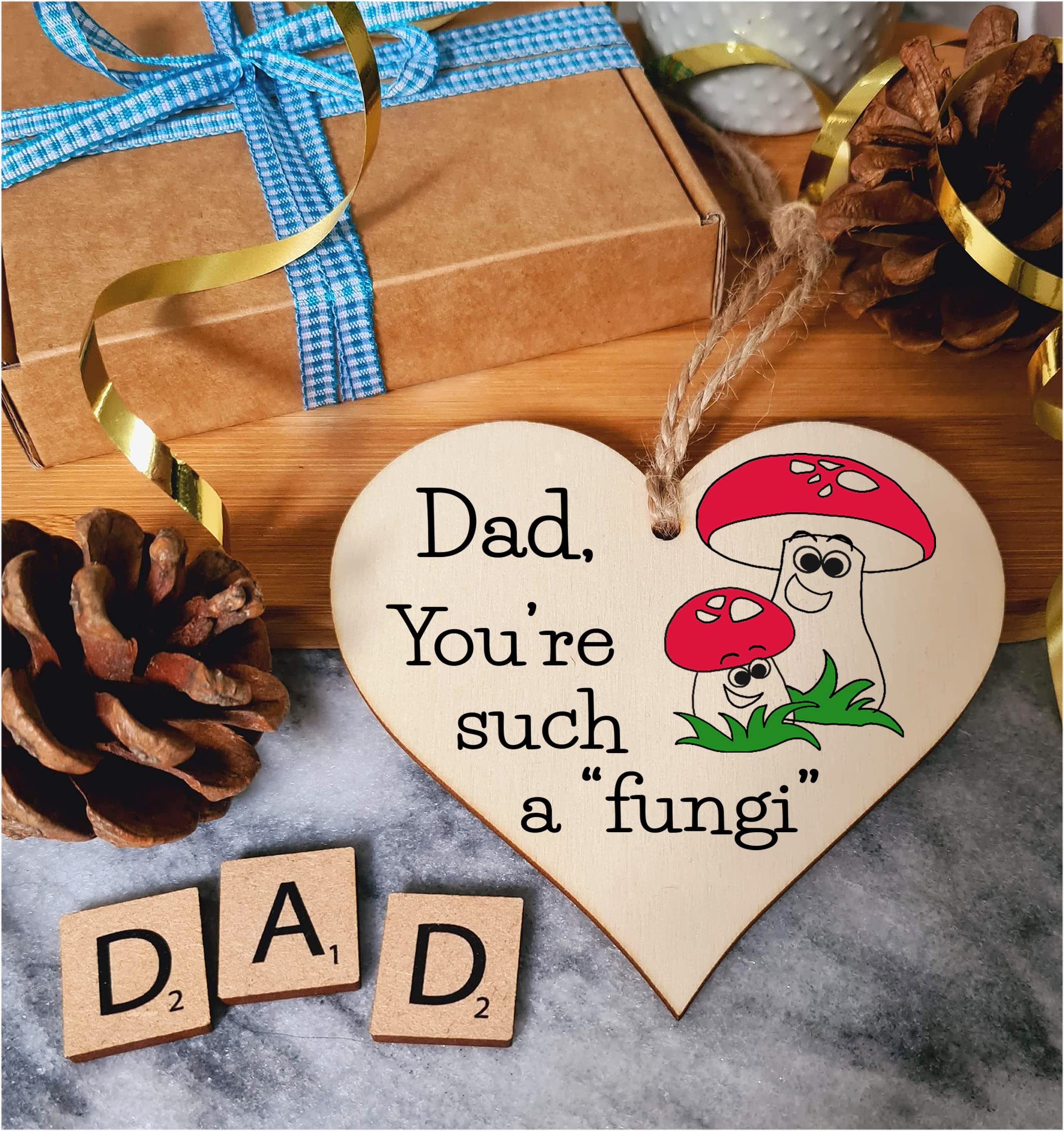 Handmade Wooden Hanging Heart Plaque Gift for Dad this Fathers Day Novelty Fun Keepsake