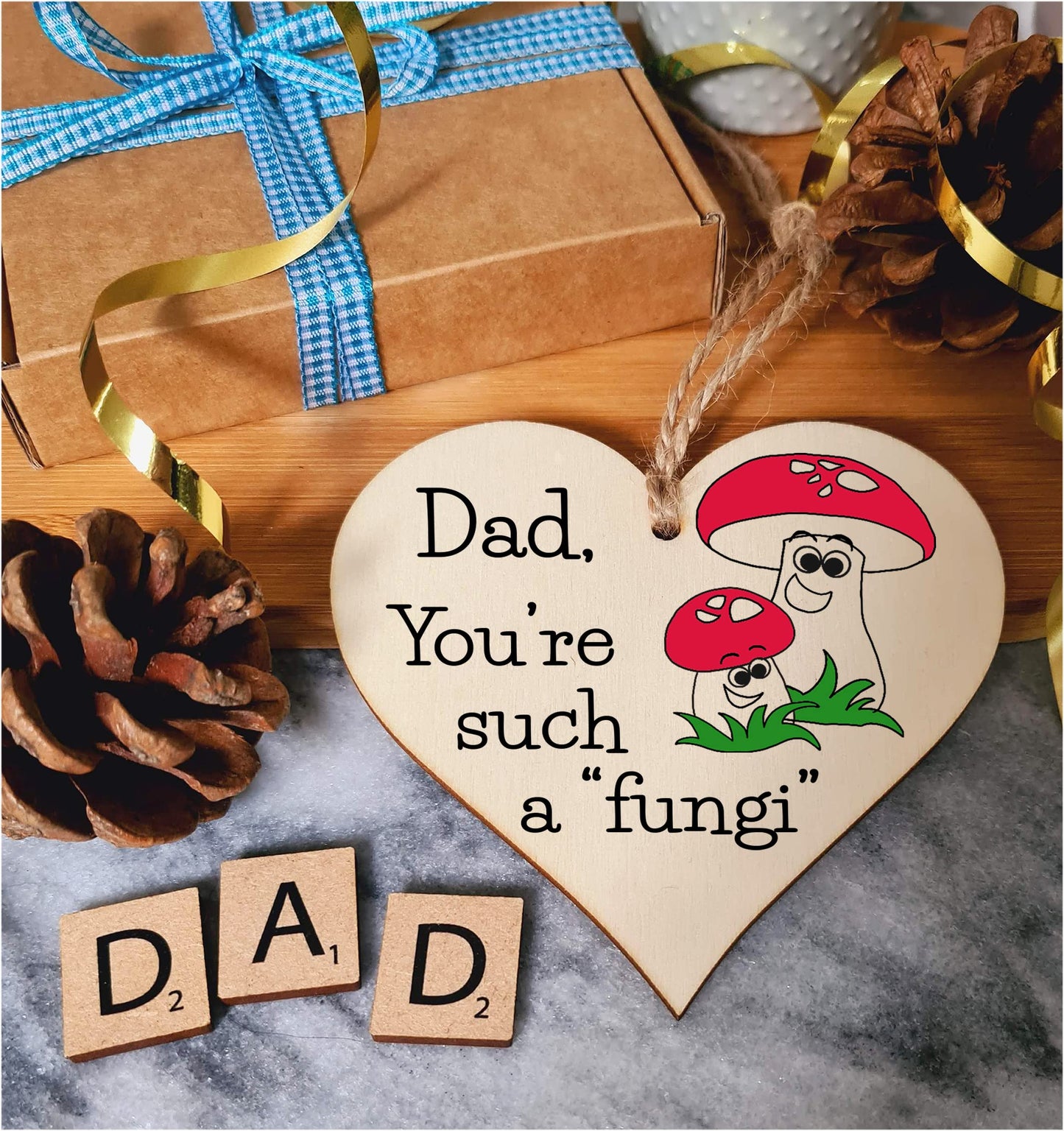 Handmade Wooden Hanging Heart Plaque Gift for Dad this Fathers Day Novelty Fun Keepsake