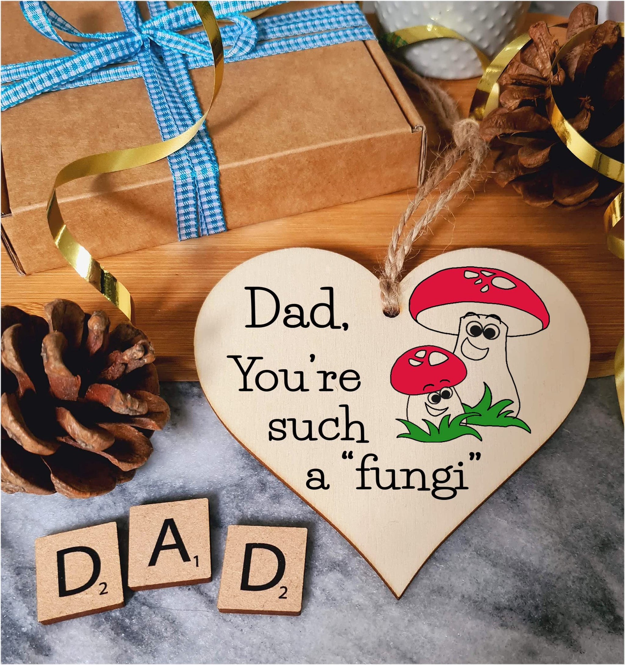 Handmade Wooden Hanging Heart Plaque Gift for Dad this Fathers Day Novelty Fun Keepsake