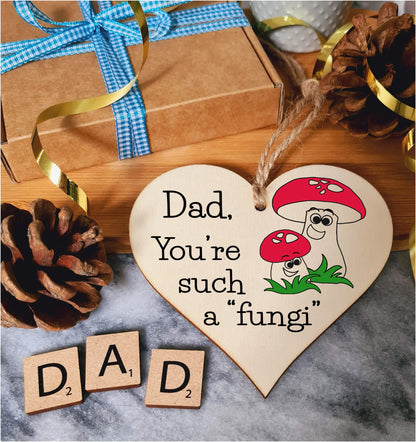 Handmade Wooden Hanging Heart Plaque Gift for Dad this Fathers Day Novelty Fun Keepsake