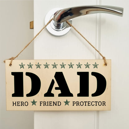 The Plum Penguin Handmade Wooden Hanging Wall Plaque Dad Hero Friend Protector Sentimental Gift Father's Day Office Man Cave