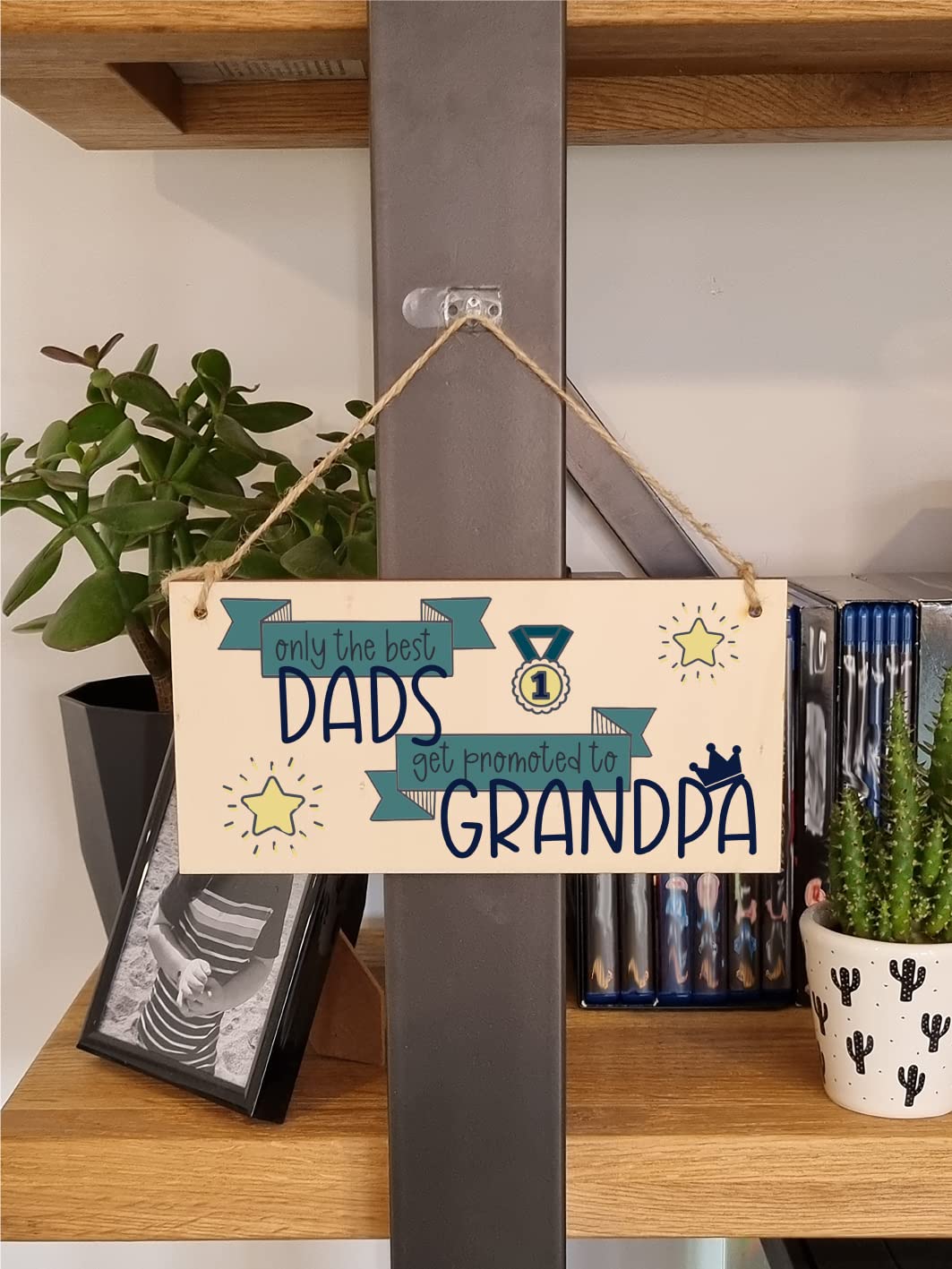 The Plum Penguin Handmade Wooden Hanging Wall Plaque Best Dads Get Promoted to Grandpa Sentimental Gift Father's Day Man Cave
