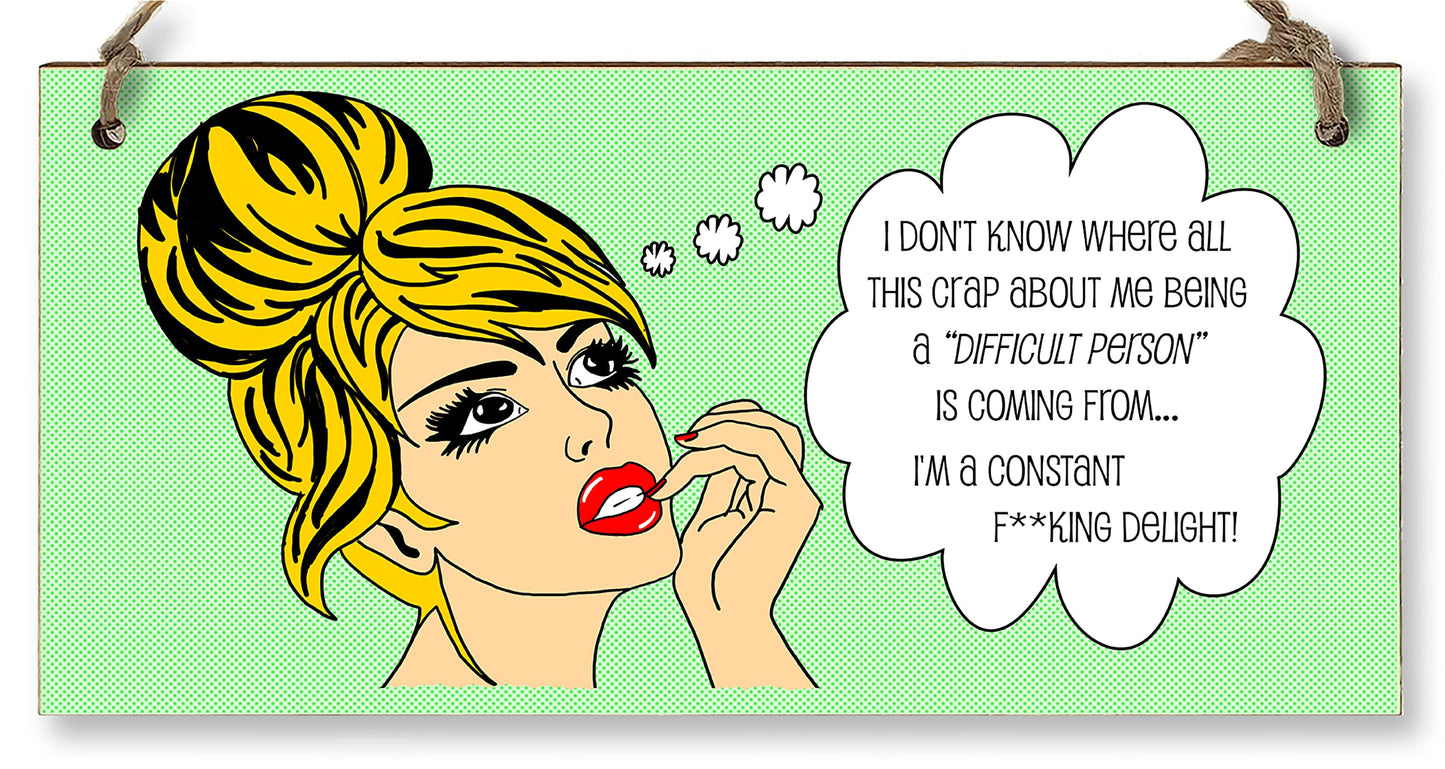 The Plum Penguin Handmade Wooden Hanging Wall Plaque I Don't Know Why Difficult Constant Delight Funny Rude Joke Novelty Sign