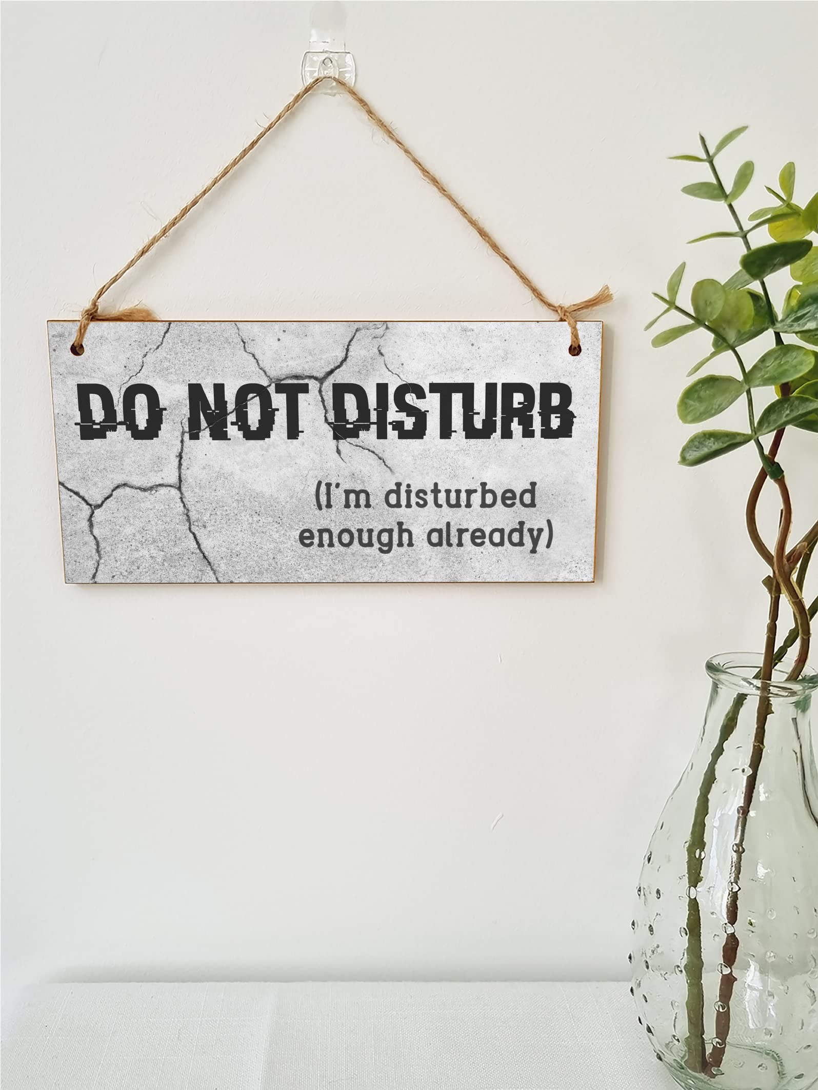The Plum Penguin Handmade Wooden Hanging Wall Plaque Do Not Disturb Sign I'm Disturbed Already Funny Rude Joke Novelty Gift