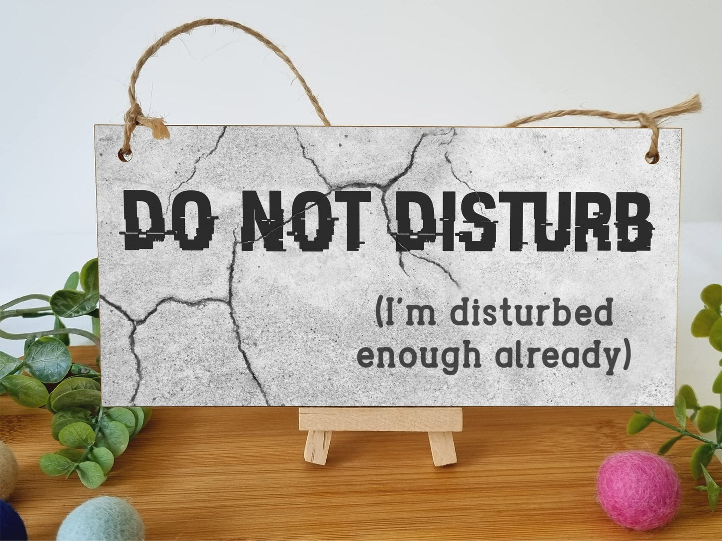 The Plum Penguin Handmade Wooden Hanging Wall Plaque Do Not Disturb Sign I'm Disturbed Already Funny Rude Joke Novelty Gift