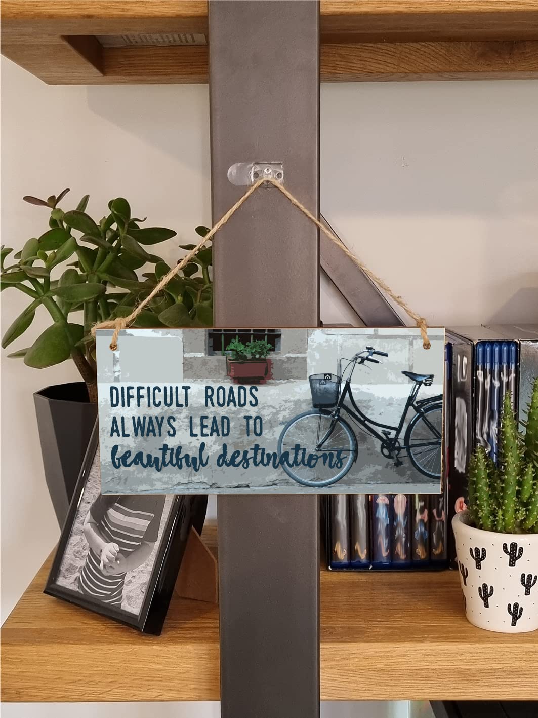 The Plum Penguin Handmade Wooden Hanging Wall Plaque Difficult Roads Lead to Beautiful Destinations Adventure Inspirational Sign