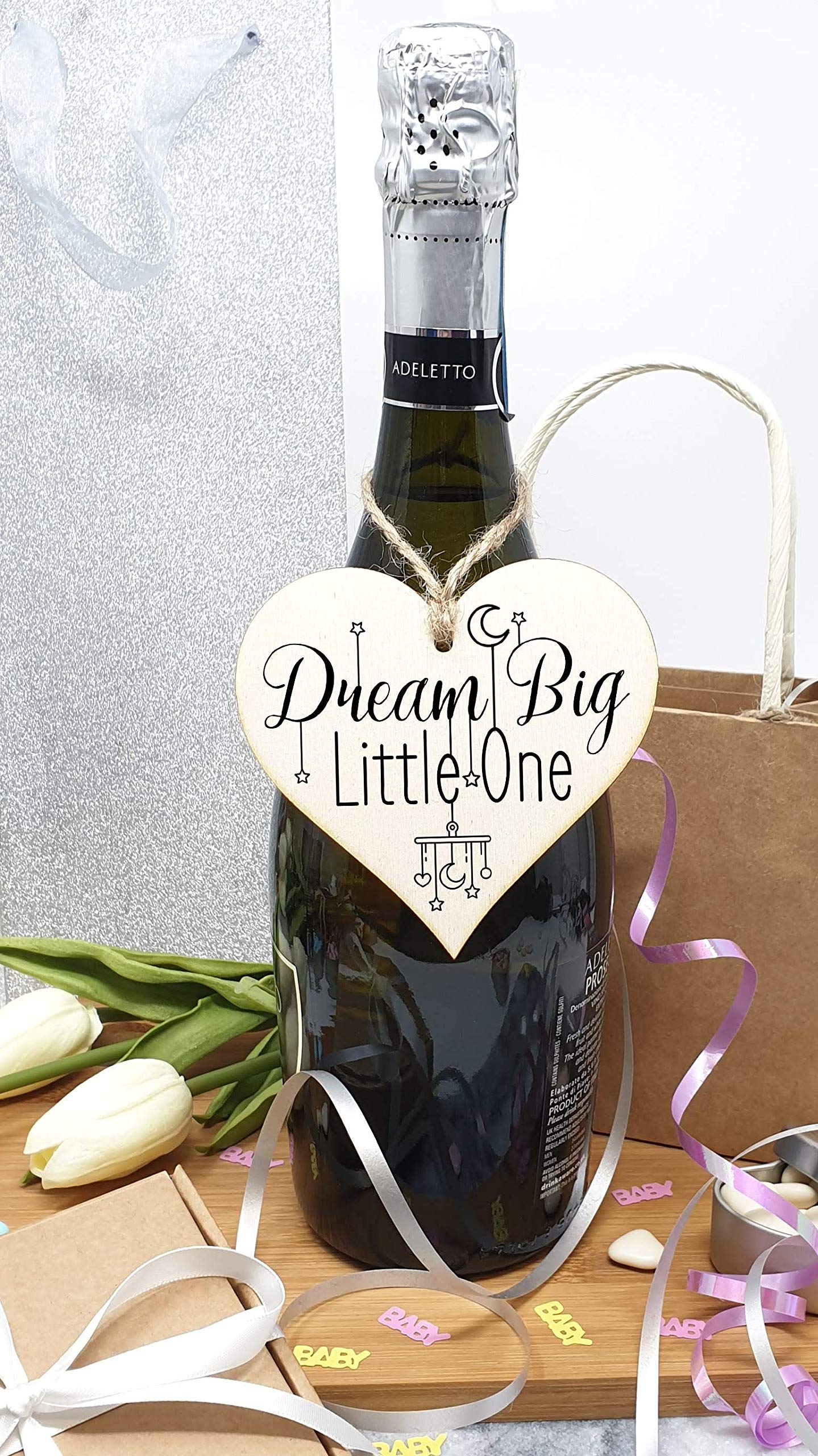 The Plum Penguin Handmade Wooden Hanging Heart Plaque Gift Dream Big Little One new baby present nursery wall decoration new parents