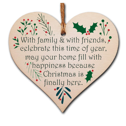 Handmade Christmas Hanging Wooden Heart Plaque Decoration Gift to wish someone special a merry xmas festive bauble