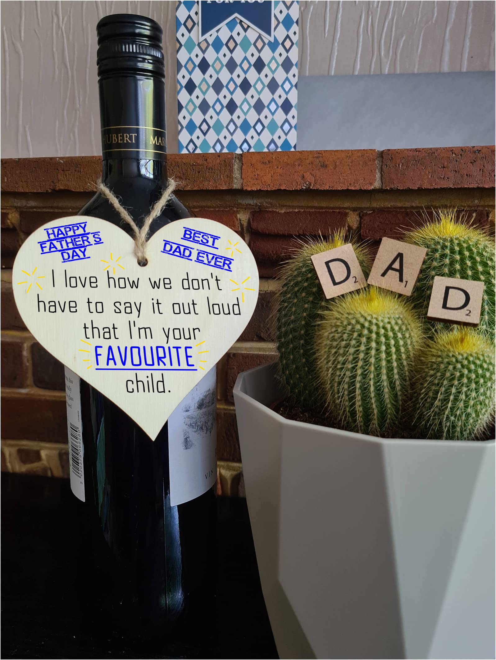 Handmade Wooden Hanging Heart Plaque Gift for Dad this Fathers Day Novelty Fun Keepsake