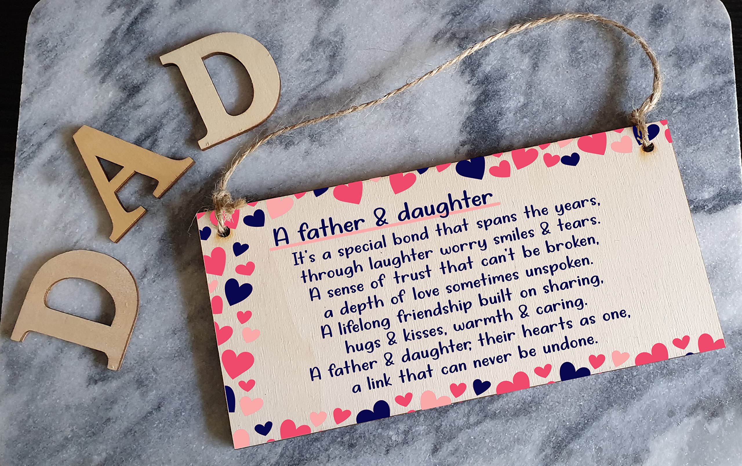 The Plum Penguin Handmade Wooden Hanging Wall Plaque Daddy Daughter Special Bond Hugs Kisses Decorative Sentimental Gift Father's Day