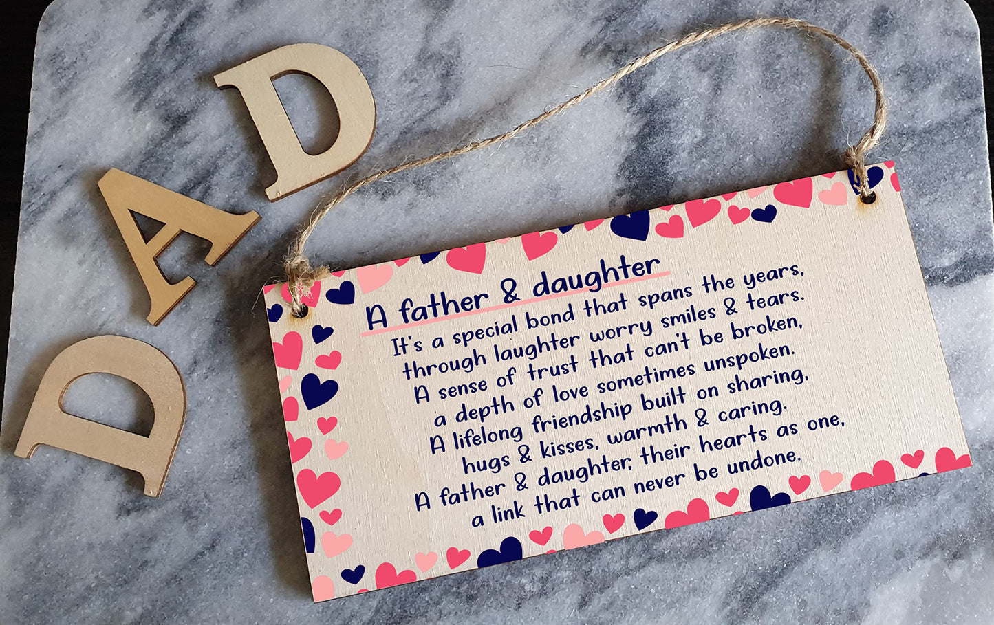The Plum Penguin Handmade Wooden Hanging Wall Plaque Daddy Daughter Special Bond Hugs Kisses Decorative Sentimental Gift Father's Day