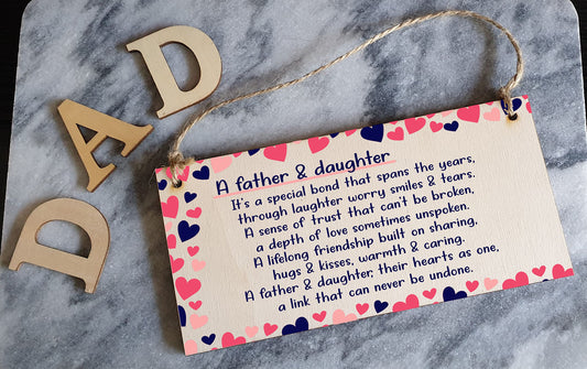The Plum Penguin Handmade Wooden Hanging Wall Plaque Daddy Daughter Special Bond Hugs Kisses Decorative Sentimental Gift Father's Day
