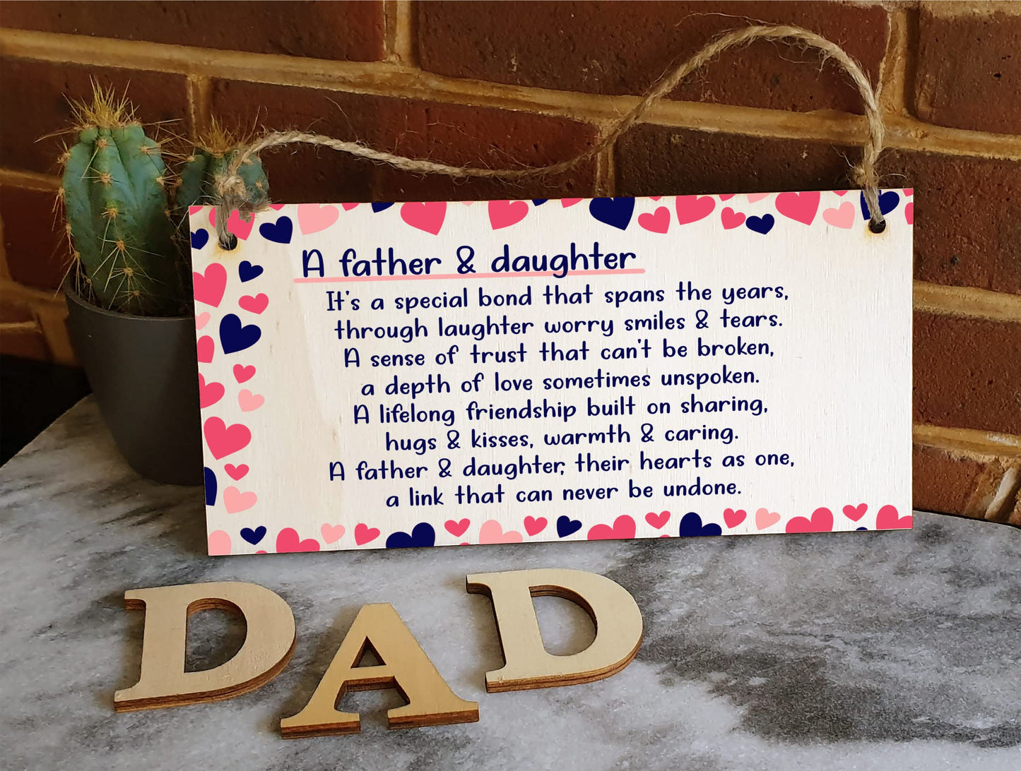The Plum Penguin Handmade Wooden Hanging Wall Plaque Daddy Daughter Special Bond Hugs Kisses Decorative Sentimental Gift Father's Day