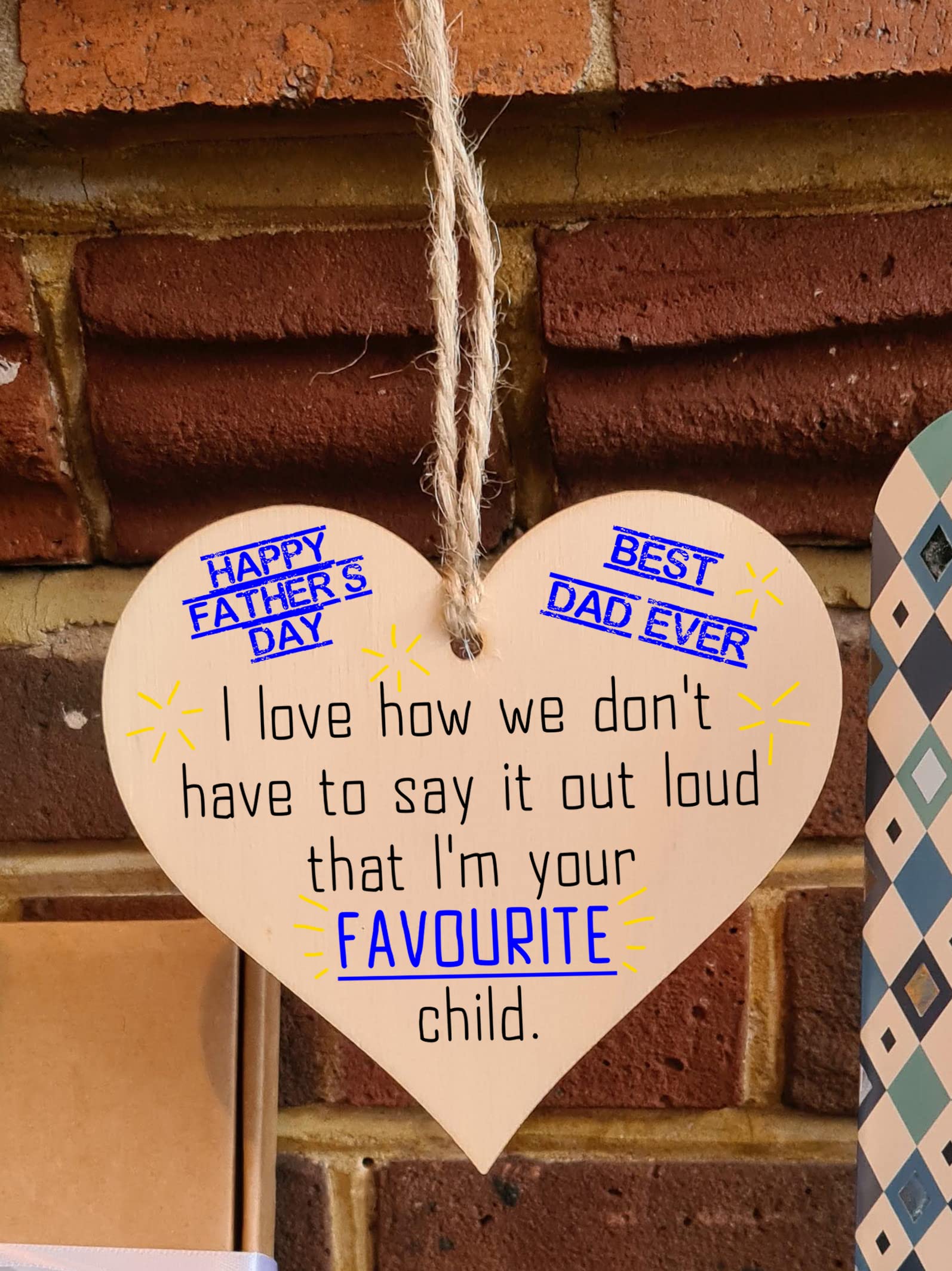 Handmade Wooden Hanging Heart Plaque Gift for Dad this Fathers Day Novelty Fun Keepsake
