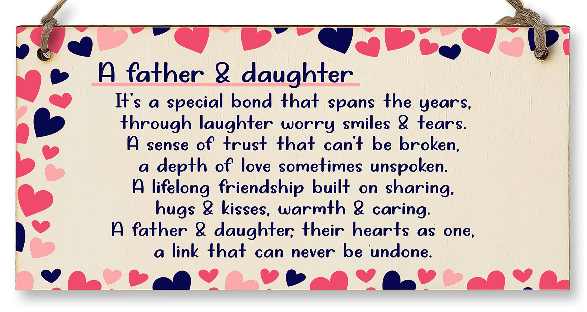 The Plum Penguin Handmade Wooden Hanging Wall Plaque Daddy Daughter Special Bond Hugs Kisses Decorative Sentimental Gift Father's Day