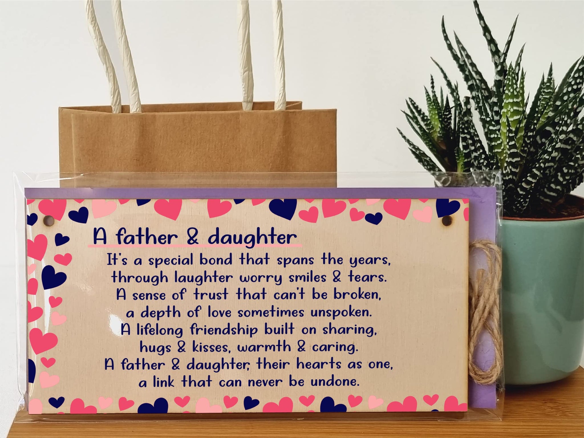 The Plum Penguin Handmade Wooden Hanging Wall Plaque Daddy Daughter Special Bond Hugs Kisses Decorative Sentimental Gift Father's Day