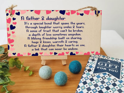 The Plum Penguin Handmade Wooden Hanging Wall Plaque Daddy Daughter Special Bond Hugs Kisses Decorative Sentimental Gift Father's Day