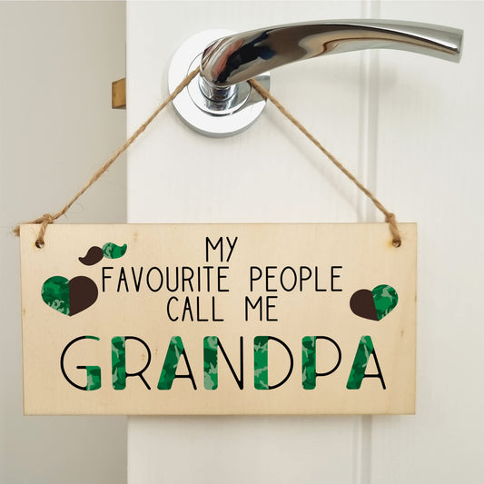 The Plum Penguin Handmade Wooden Hanging Wall Plaque Favourite People Call Me Grandpa Sentimental Gift Father's Day Man Cave