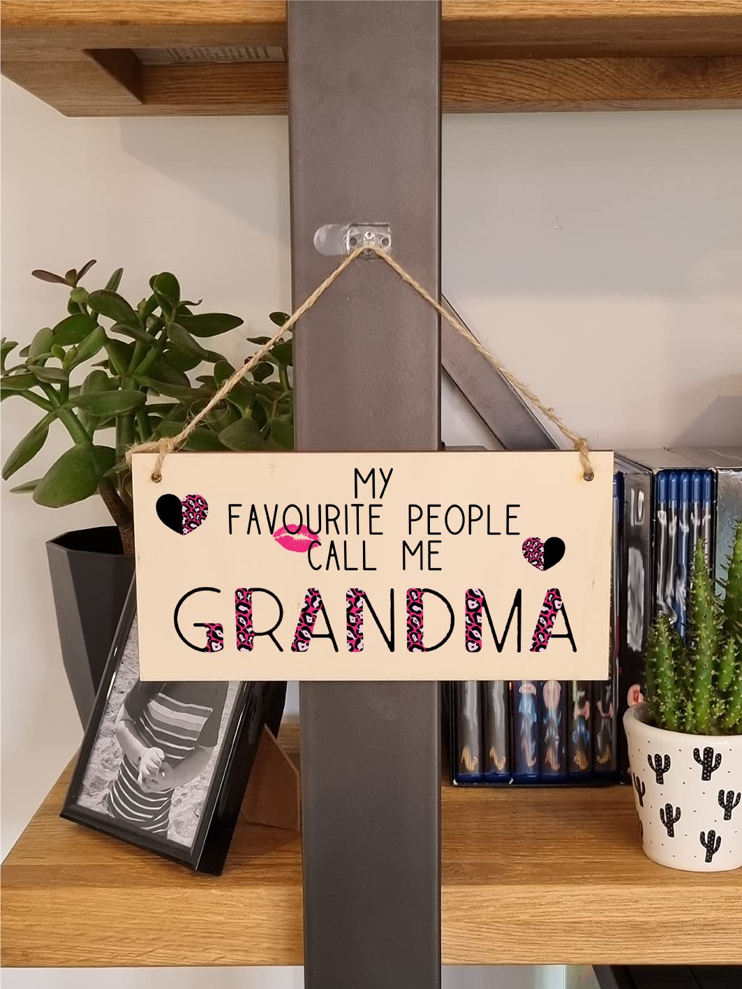 The Plum Penguin Handmade Wooden Hanging Wall Plaque Favourite People Call Me Grandma Fun Leopard Print Gift Sign Mother's Day