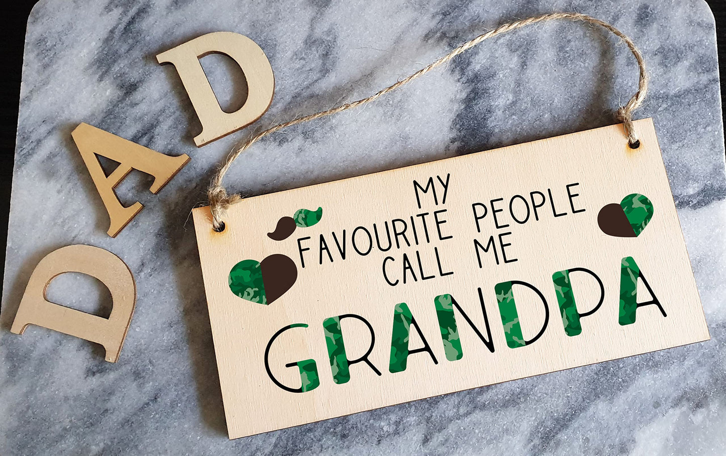 The Plum Penguin Handmade Wooden Hanging Wall Plaque Favourite People Call Me Grandpa Sentimental Gift Father's Day Man Cave