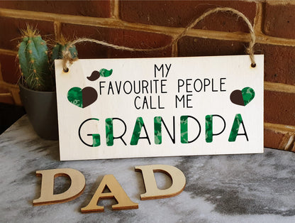 The Plum Penguin Handmade Wooden Hanging Wall Plaque Favourite People Call Me Grandpa Sentimental Gift Father's Day Man Cave