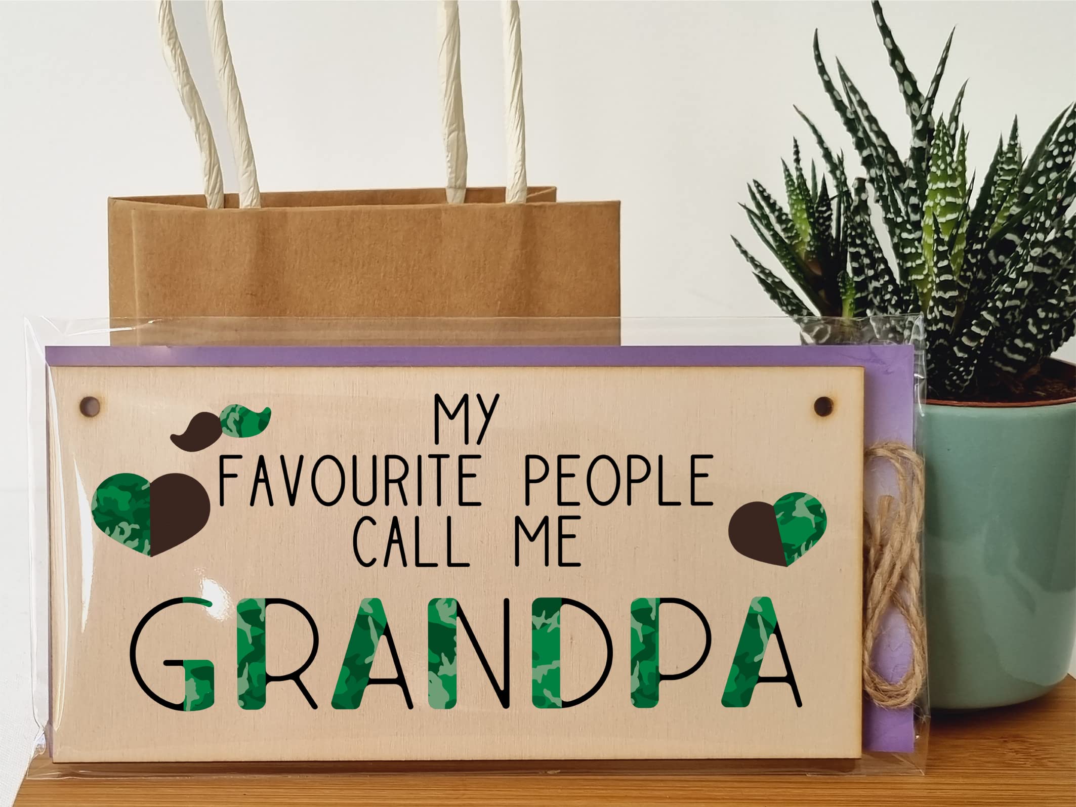 The Plum Penguin Handmade Wooden Hanging Wall Plaque Favourite People Call Me Grandpa Sentimental Gift Father's Day Man Cave