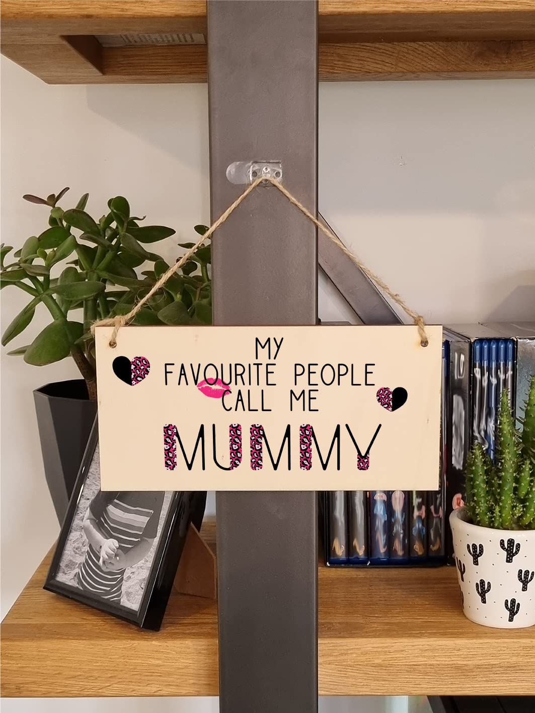 The Plum Penguin Handmade Wooden Hanging Wall Plaque Favourite People Call Me Mummy Fun Leopard Print Gift Sign Mother's Day