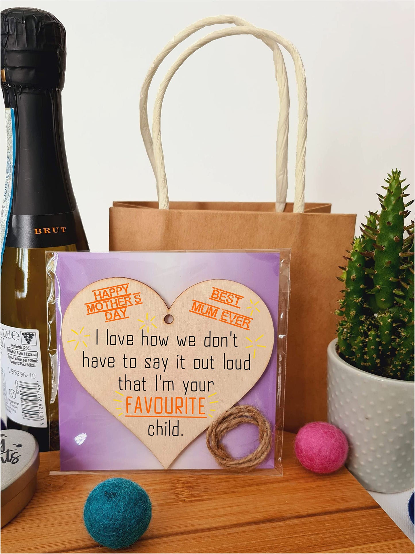 The Plum Penguin Handmade Wooden Hanging Heart Plaque mum I'm your favourite child funny novelty keepsake wall hanger card alternative from son daughter kids