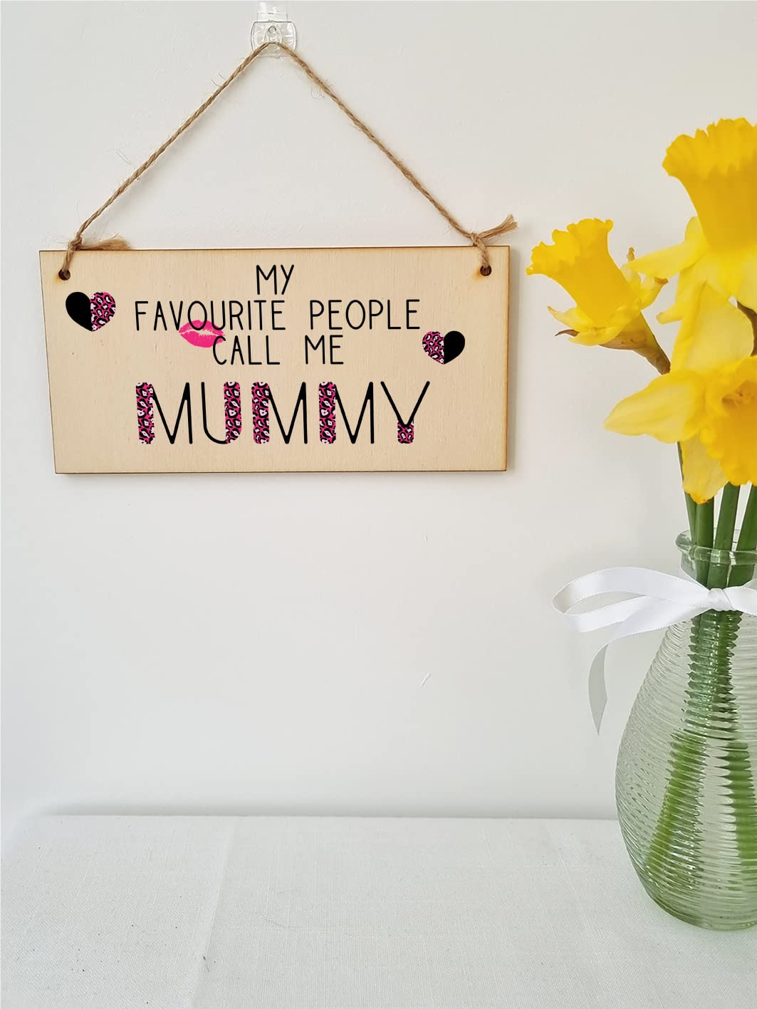 The Plum Penguin Handmade Wooden Hanging Wall Plaque Favourite People Call Me Mummy Fun Leopard Print Gift Sign Mother's Day