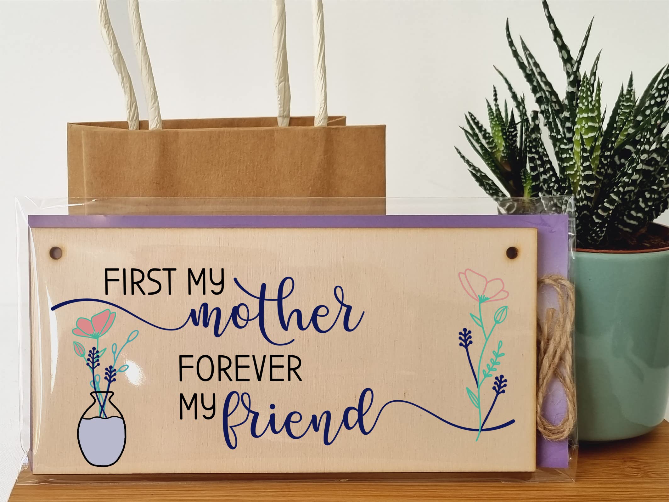 The Plum Penguin Handmade Wooden Hanging Wall Plaque First My Mother Forever My Friend Sentimental Gift Sign Mother's Day