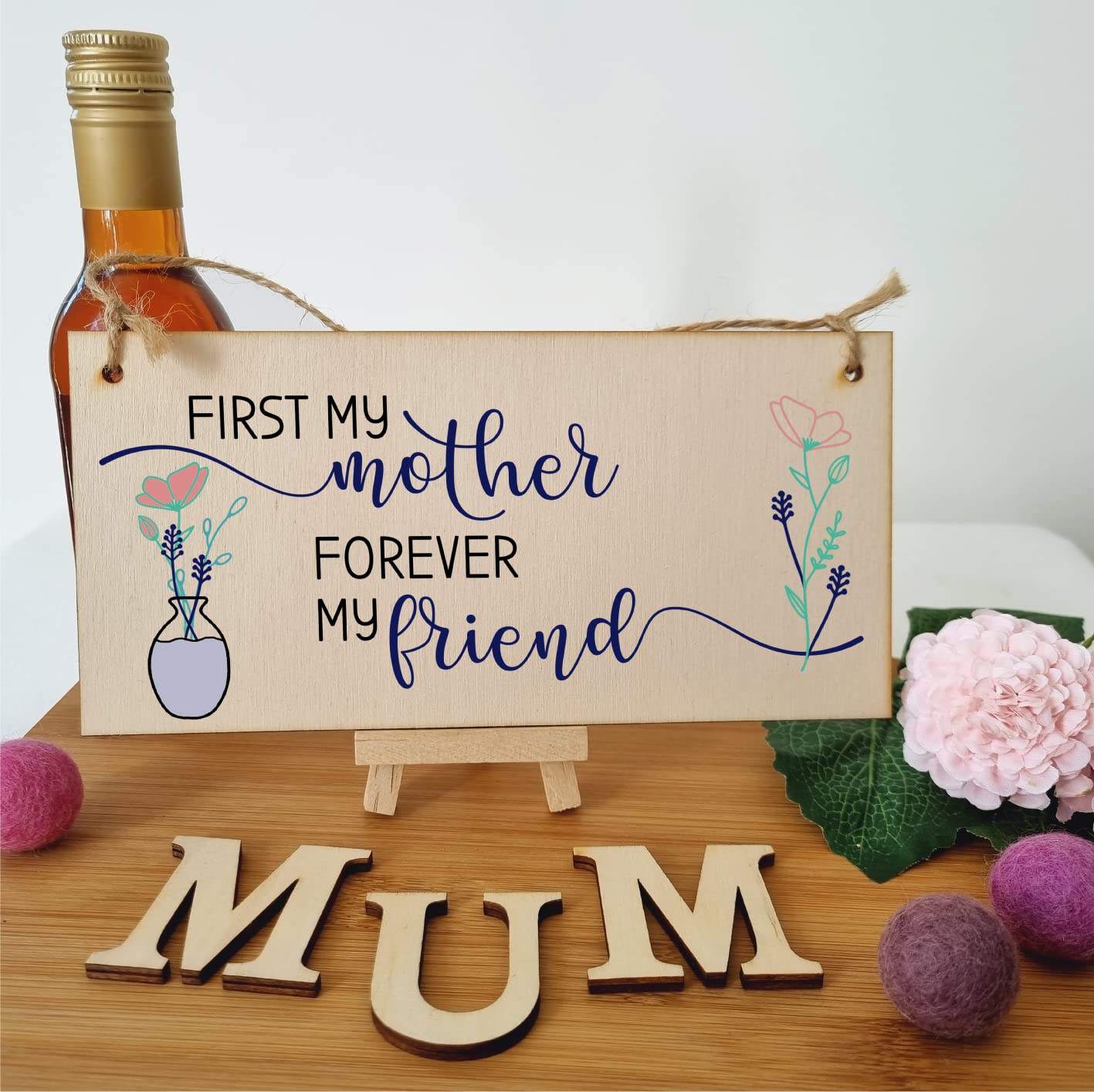 The Plum Penguin Handmade Wooden Hanging Wall Plaque First My Mother Forever My Friend Sentimental Gift Sign Mother's Day