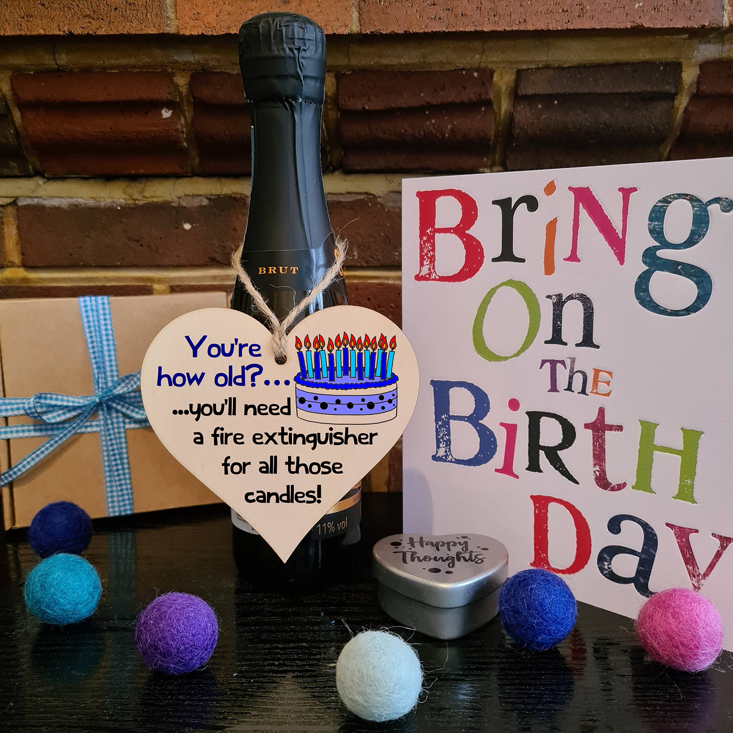 Handmade Wooden Hanging Heart Plaque Gift Novelty Funny Old Birthday Keepsake