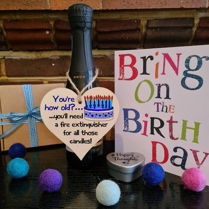 Handmade Wooden Hanging Heart Plaque Gift Novelty Funny Old Birthday Keepsake