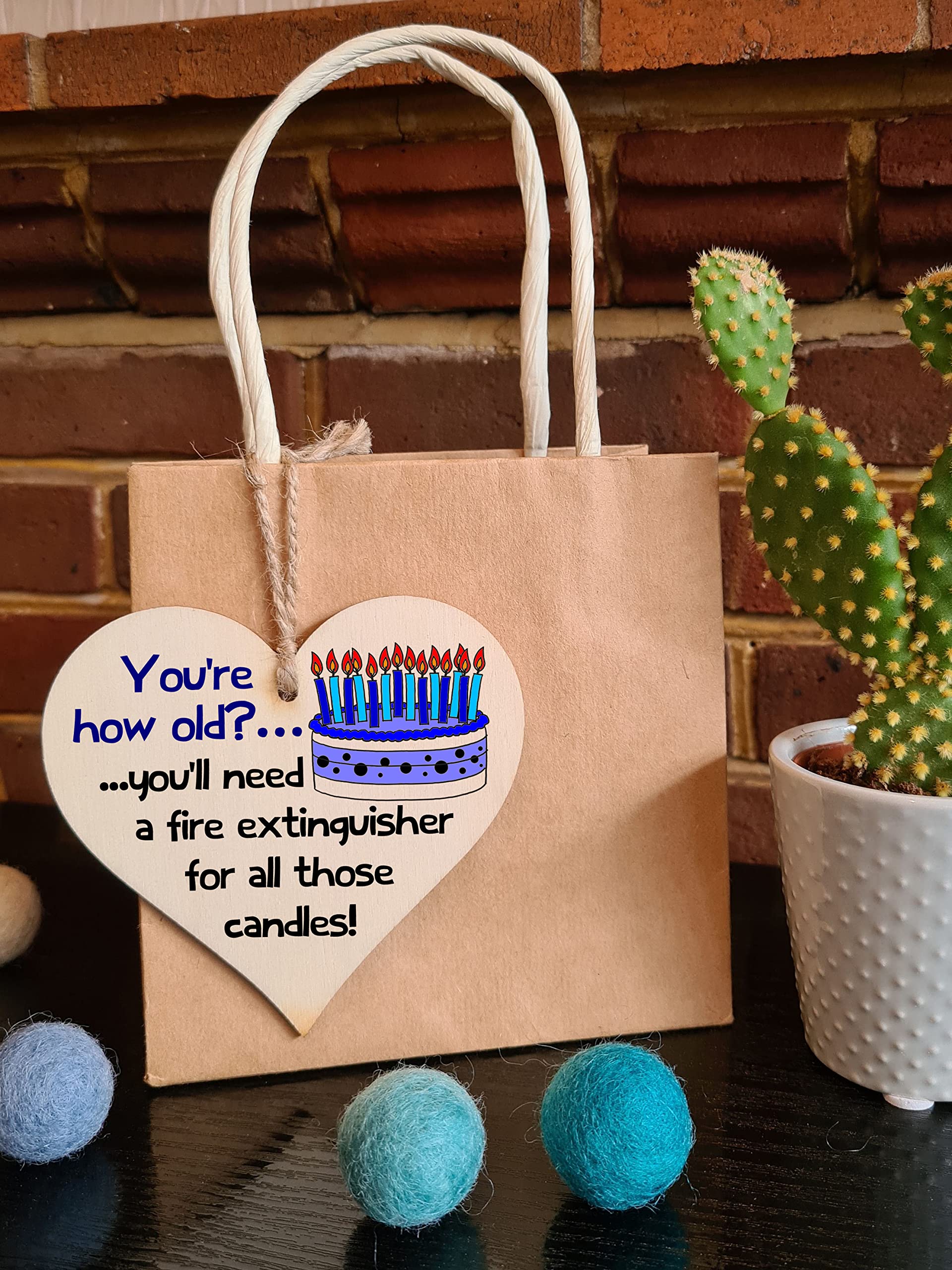 Handmade Wooden Hanging Heart Plaque Gift Novelty Funny Old Birthday Keepsake