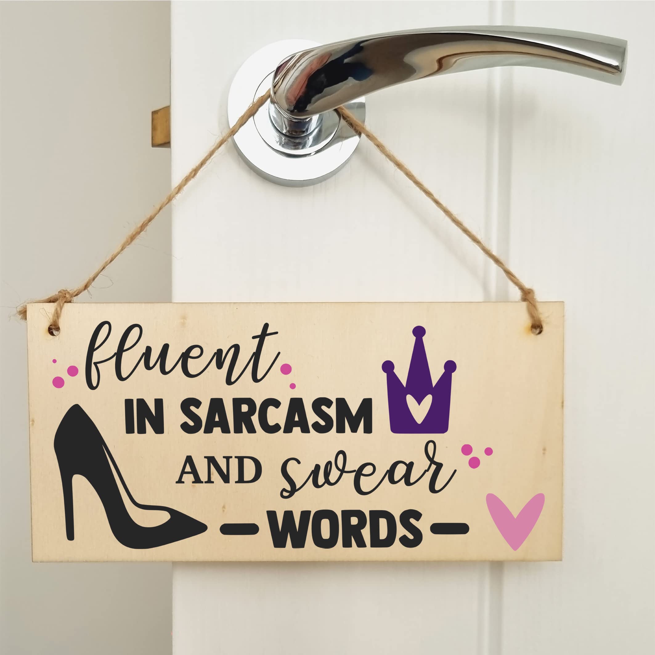 The Plum Penguin Handmade Wooden Hanging Wall Plaque Fuent in Sarcasm and Swear Words Decorative Funny Friendship Gift Sassy Queen